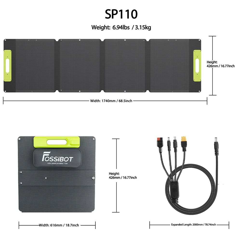 FOSSiBOT SP110 - 110W sulankstomas saulės įkroviklis, 26% efektyvumas - Image 3